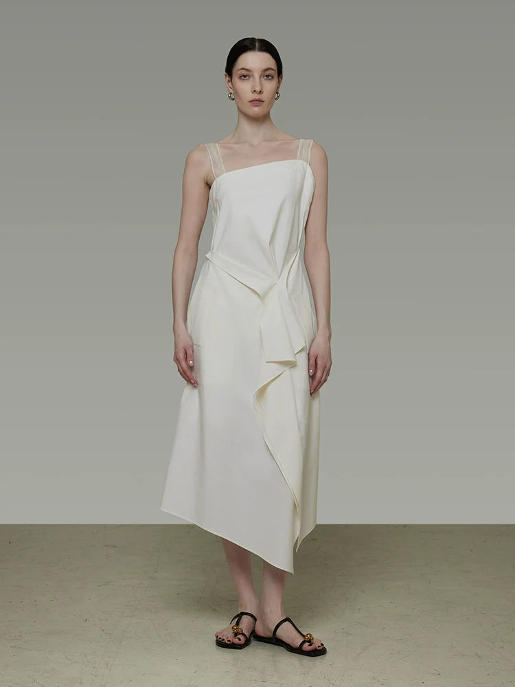 Asymmetrical Strap Midi Dress - Image 1
