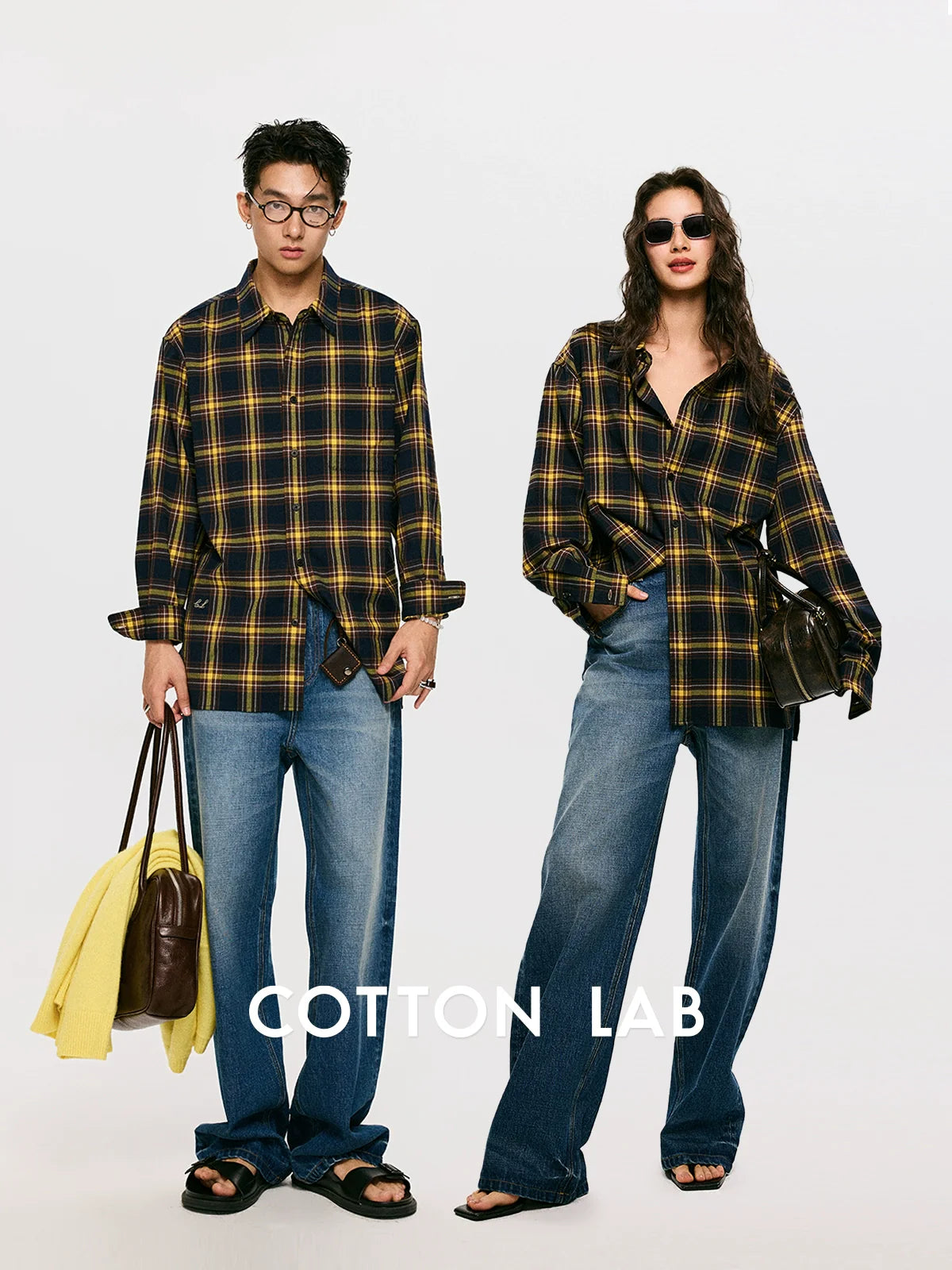 Yellow Brown Plaid Shirt - Image 1