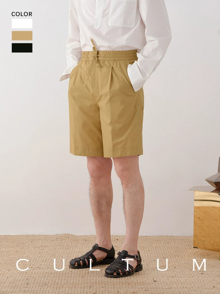 Breathable Cotton Drawstring Straight Shorts - Image 1