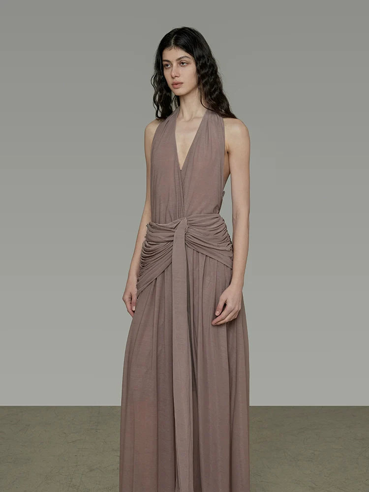 Halter-Neck Chiffon Maxi Dress - Image 1