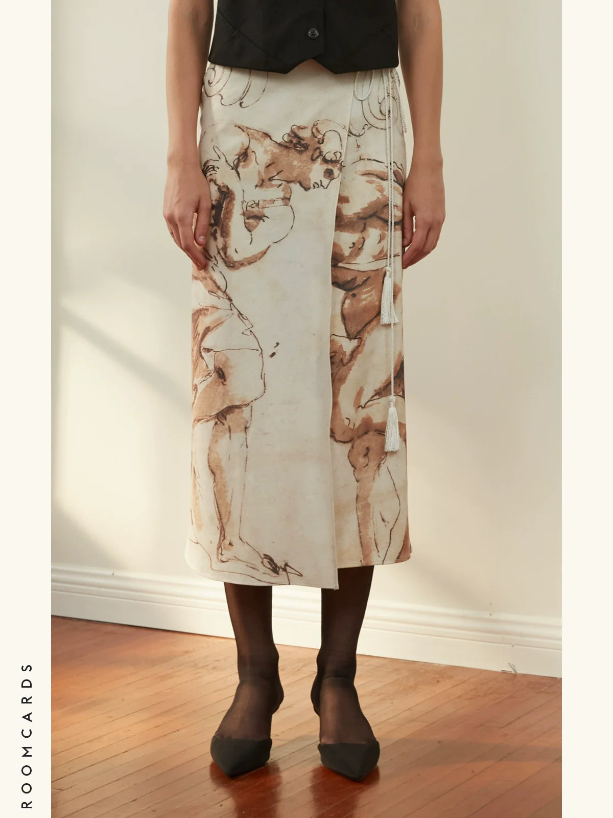Sepia Sketch Wrap Skirt - Image 1