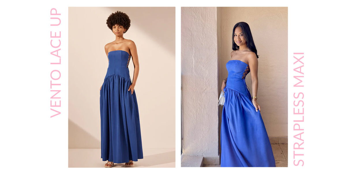 Vento lace up strapless maxi