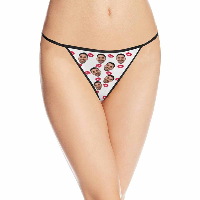 Custom Face Thongs Underwear Personalized Kiss Womens G String Panties 1141