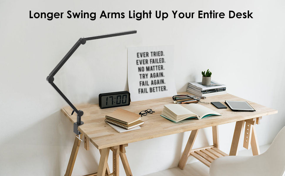 Modern Architect Swing Arm Led Desk Lamp With Clamp Eye Care