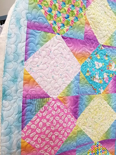 April's Easter quilt after quilting it at Quilted Joy