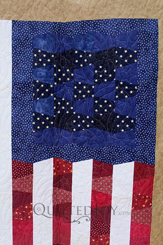 Cheri's Star Spangled Banner Tumbler Block Quilt, longarm quilted by Angela Huffman