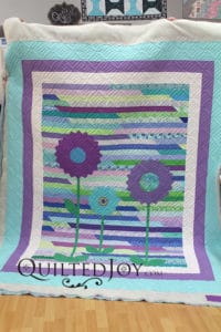 Jelly Roll Quilt with Applique Dresden Plate Flowers