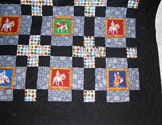 Fun knights and castles quilts, perfect for a grandson! Angela Huffman quilted the Funky Fleur de Lys pantograph - QuiltedJoy.com