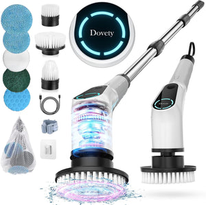 Electric Spin Scrubber, Cordless Cleaning Brush, Shower Scrubber with 8 Replaceable Brush Head, Power Cleaning Brush with Extension Handle, 2 Adjustable Speed, for Bathtub Grout Tile Floor - Browse Get
