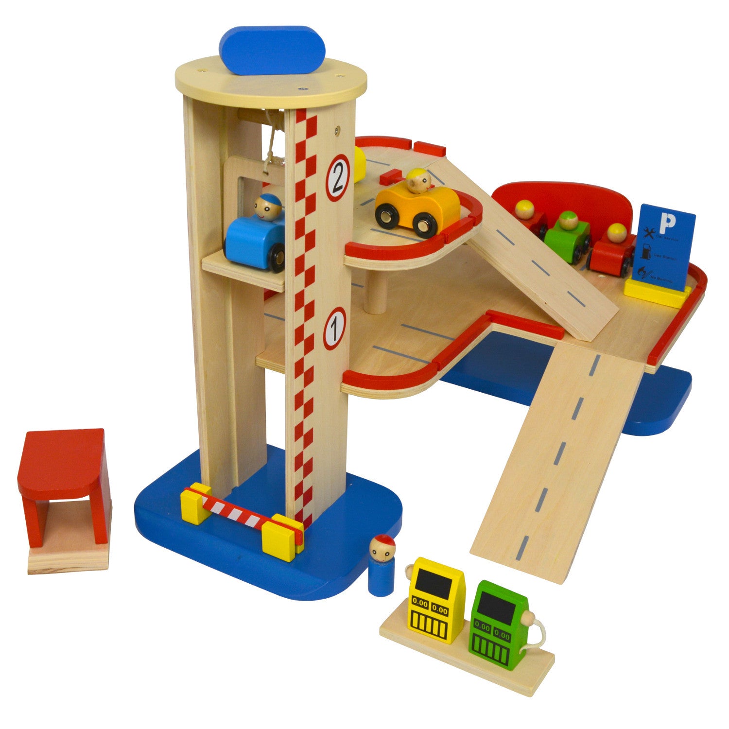 toy parking garage with elevator