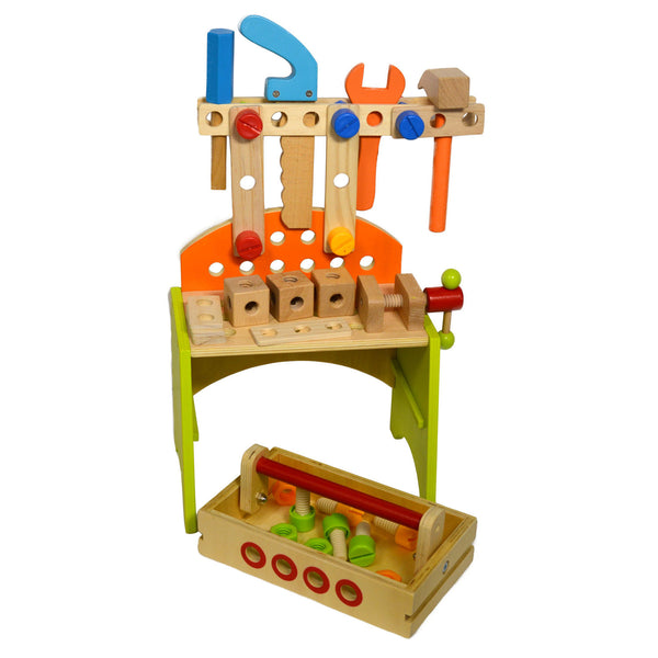 wooden toy diy workbench learning pretend play tool set
