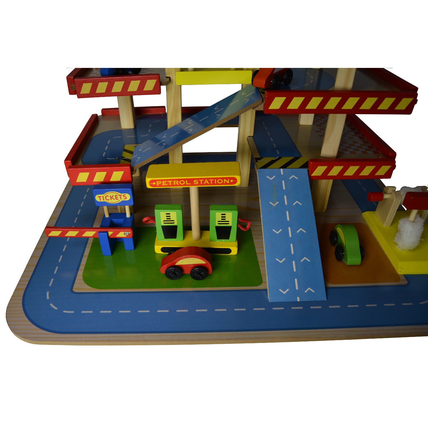 Wooden Toy  City Parking Gas  Service Station  Play Set with 