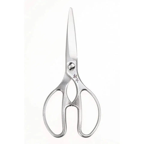 HARAC Japanese Office Scissors with Stand Up Holder, Made in JAPAN,  Standing Table Scissors for Desk, Non Stick Fluorine Coating Blade, White