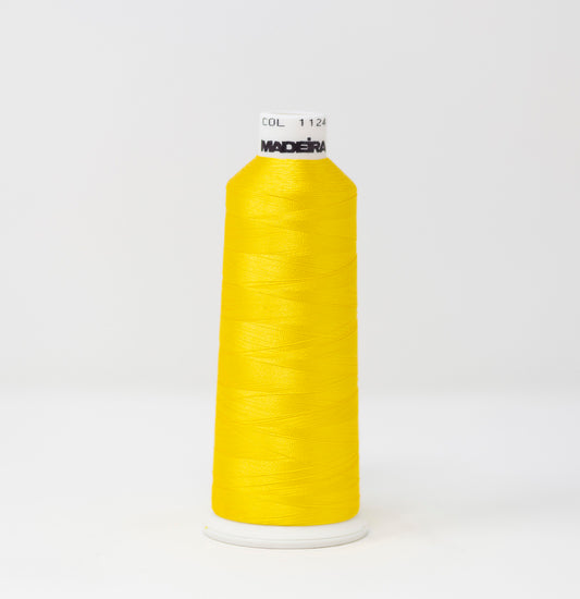 910-1224 5,500 yard cone of #40 weight Lemonade Yellow Rayon machine  embroidery thread.