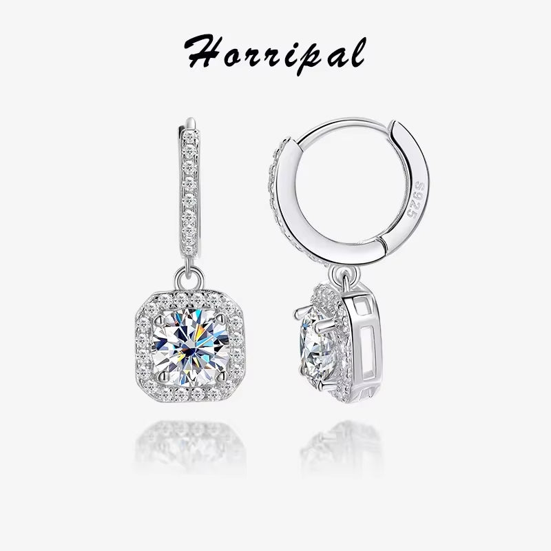 D Color Moissanite Hanging Earrings for Women S925 Sterling Silver Plated 18K White Gold Engagement Earring Luxury Jewelry Trend