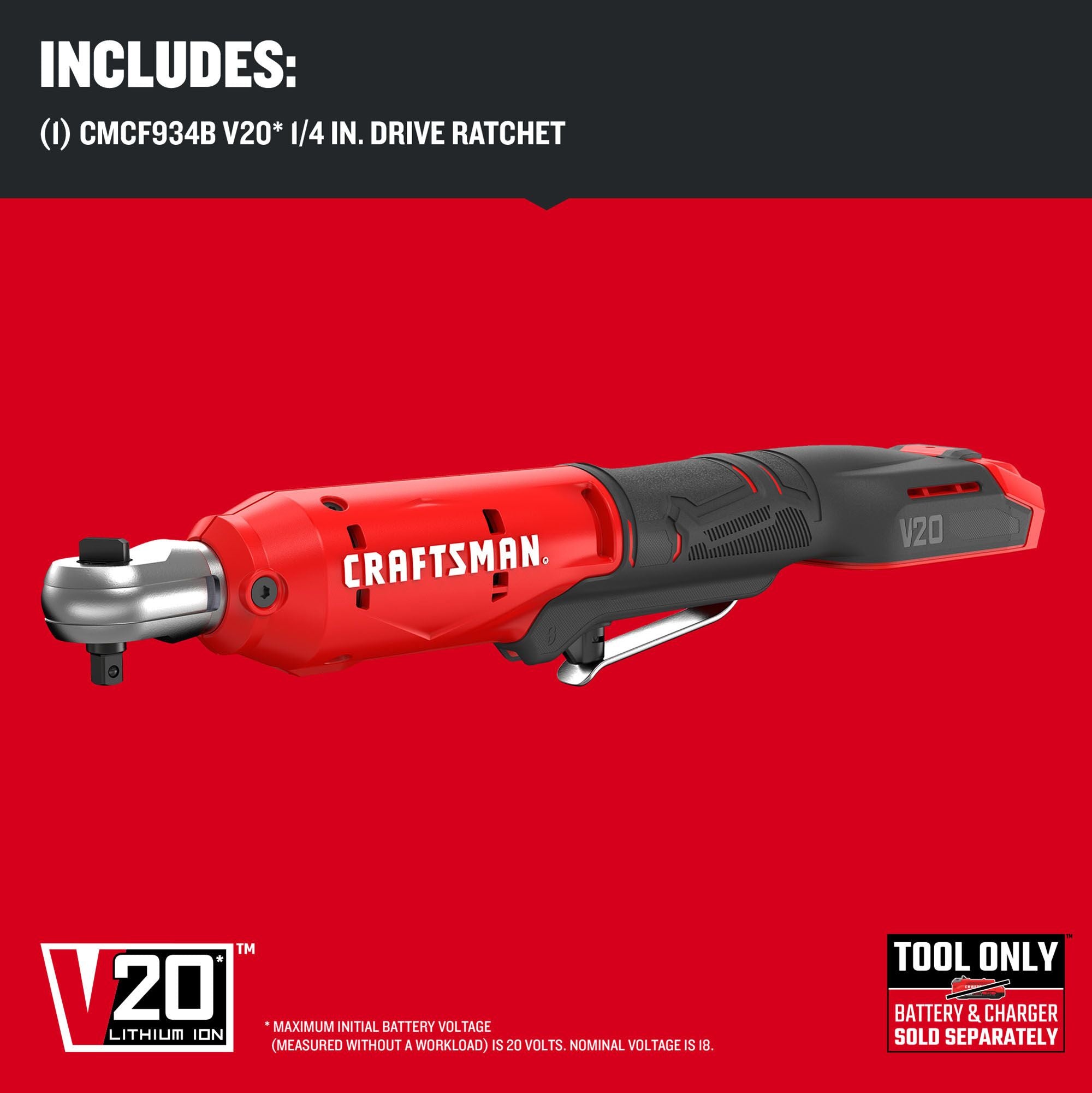 V20 Cordless 1/4 inch ratchet graphic