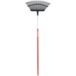 Profile of 25 tine aluminum handle lawn rake.