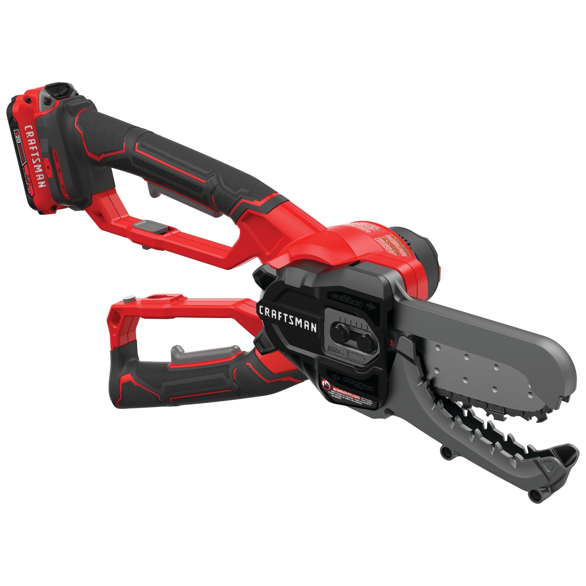 Right profile of 6 inch cordless compact chainsaw lopper kit 2 amp hour.