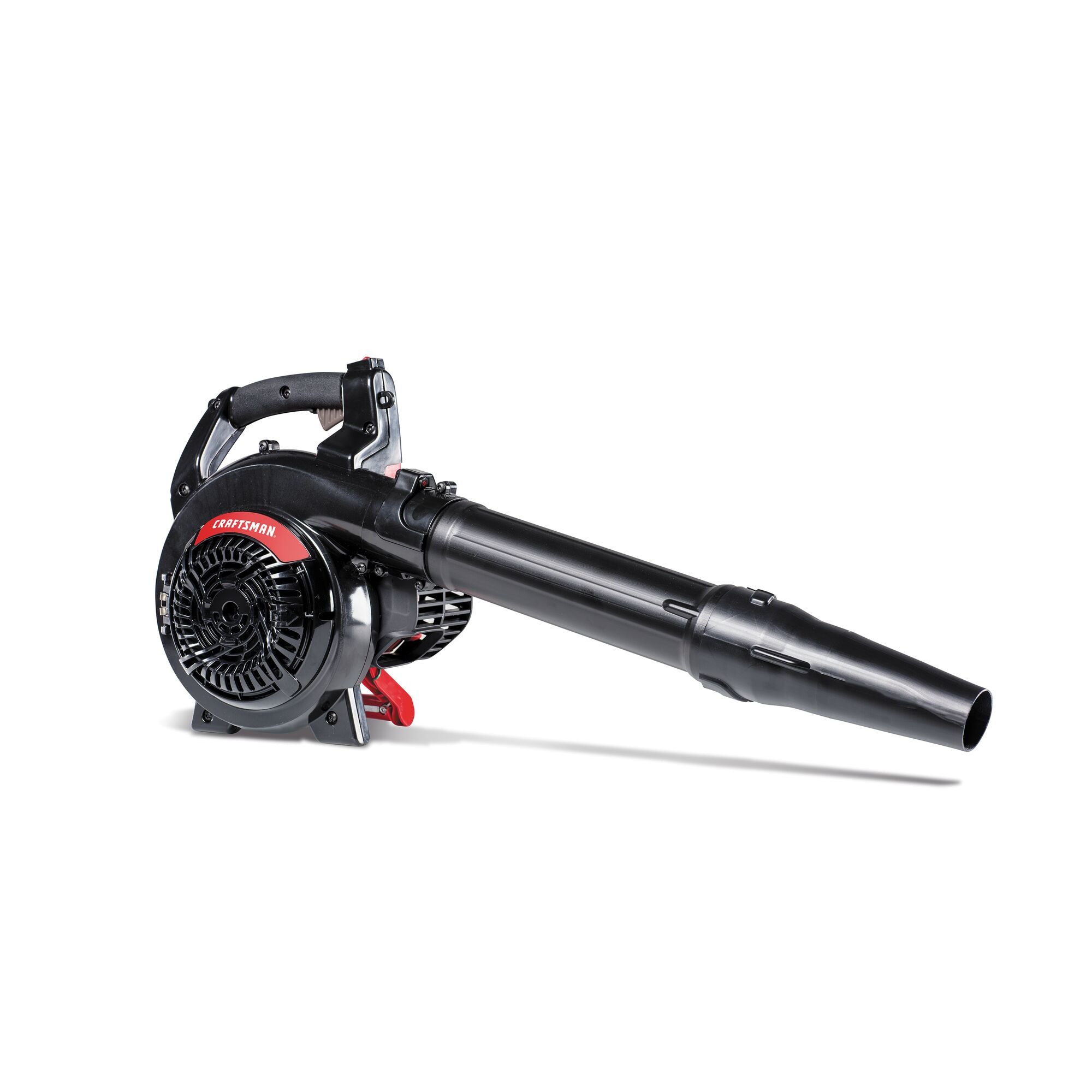 Left profile of BV2500 27 CC 2 cycle gas leaf blower cum vacuum cum mulcher.