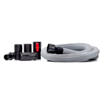 Front view of coiled-up 1-7/8 inch x 10-foot premium hose attachment with 5 included adapters