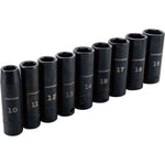 9 piece 3 eighths inch metric deep impact socket set.