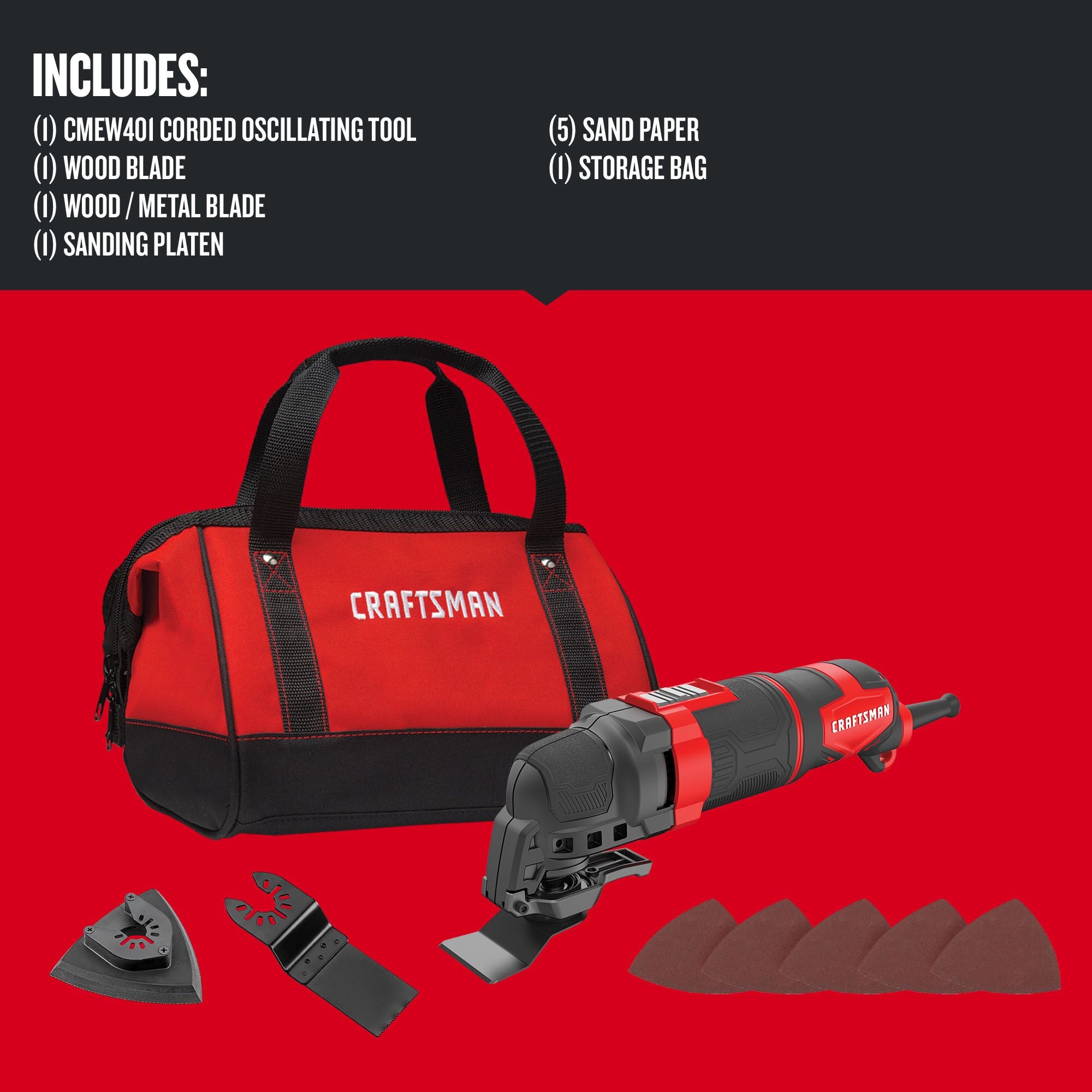 Graphic of CRAFTSMAN Oscillating Multi-Tools highlighting product features