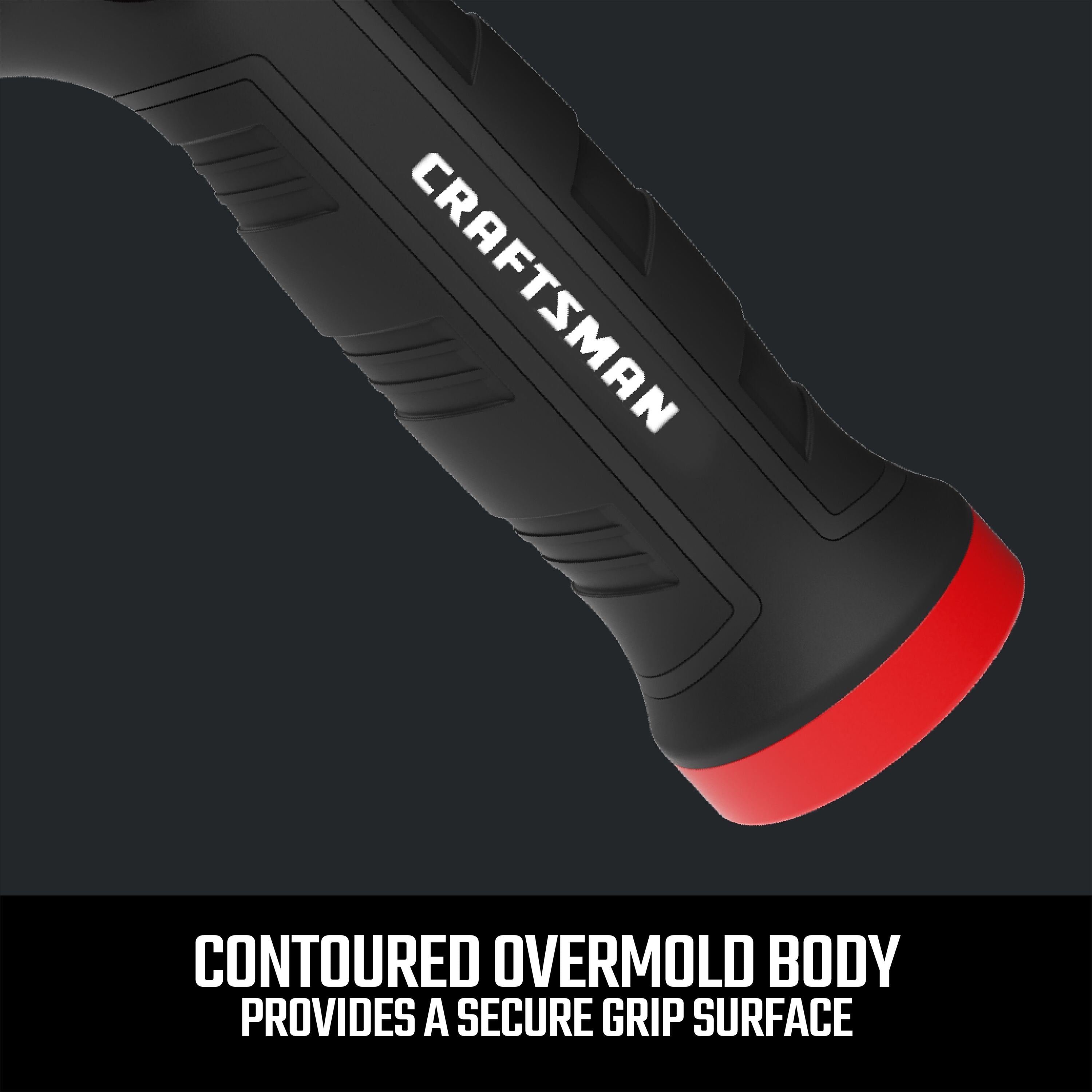 Black and red ultimate 7-pattern water nozzle with thumb control. Highlighting the contoured over-mold body graphic