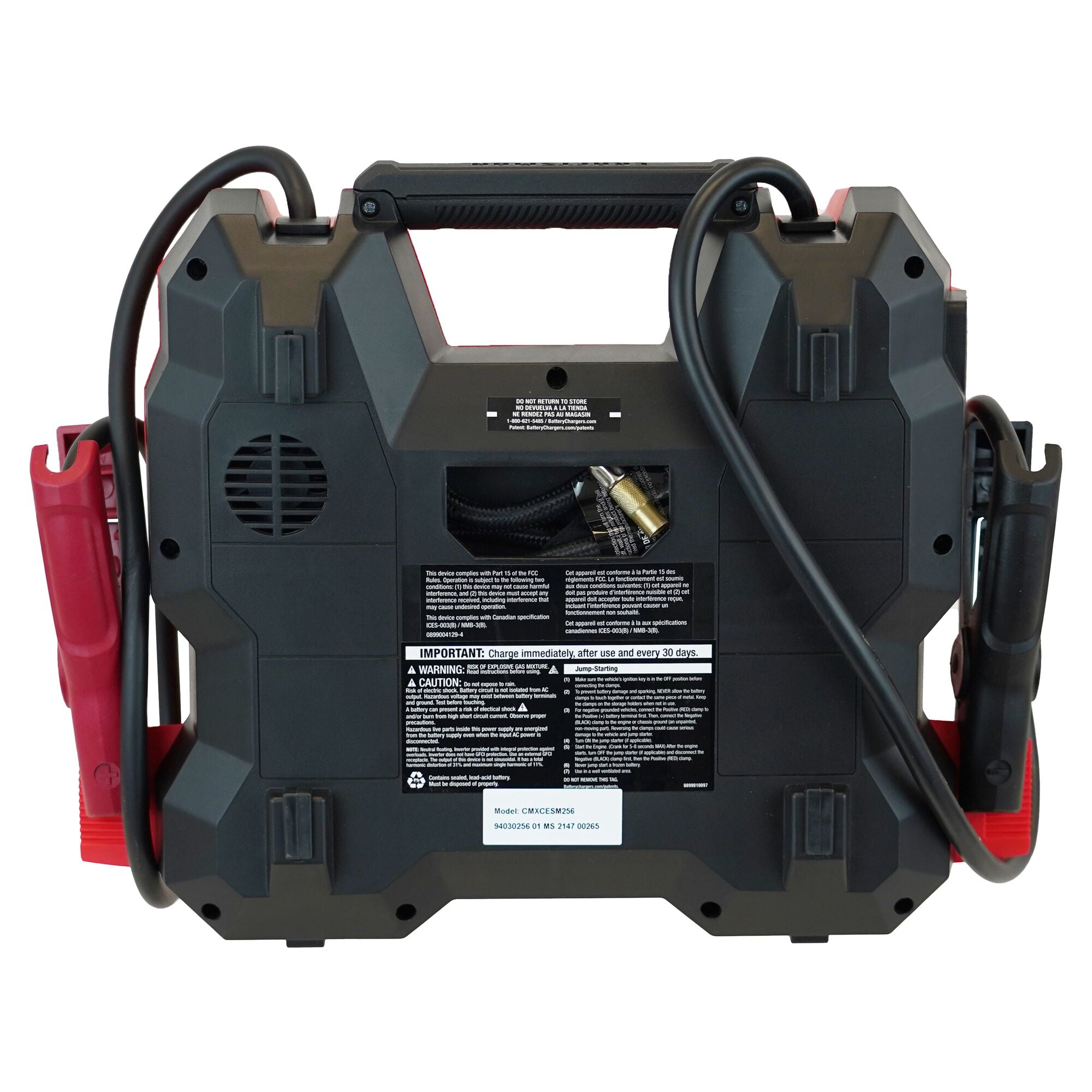 1200 Peak Amp Jump Starter and Portable Power Station rear view