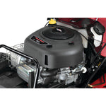 Powerful motor feature of a 30 inch 10 h p gear drive mini riding mower with mulching kit.