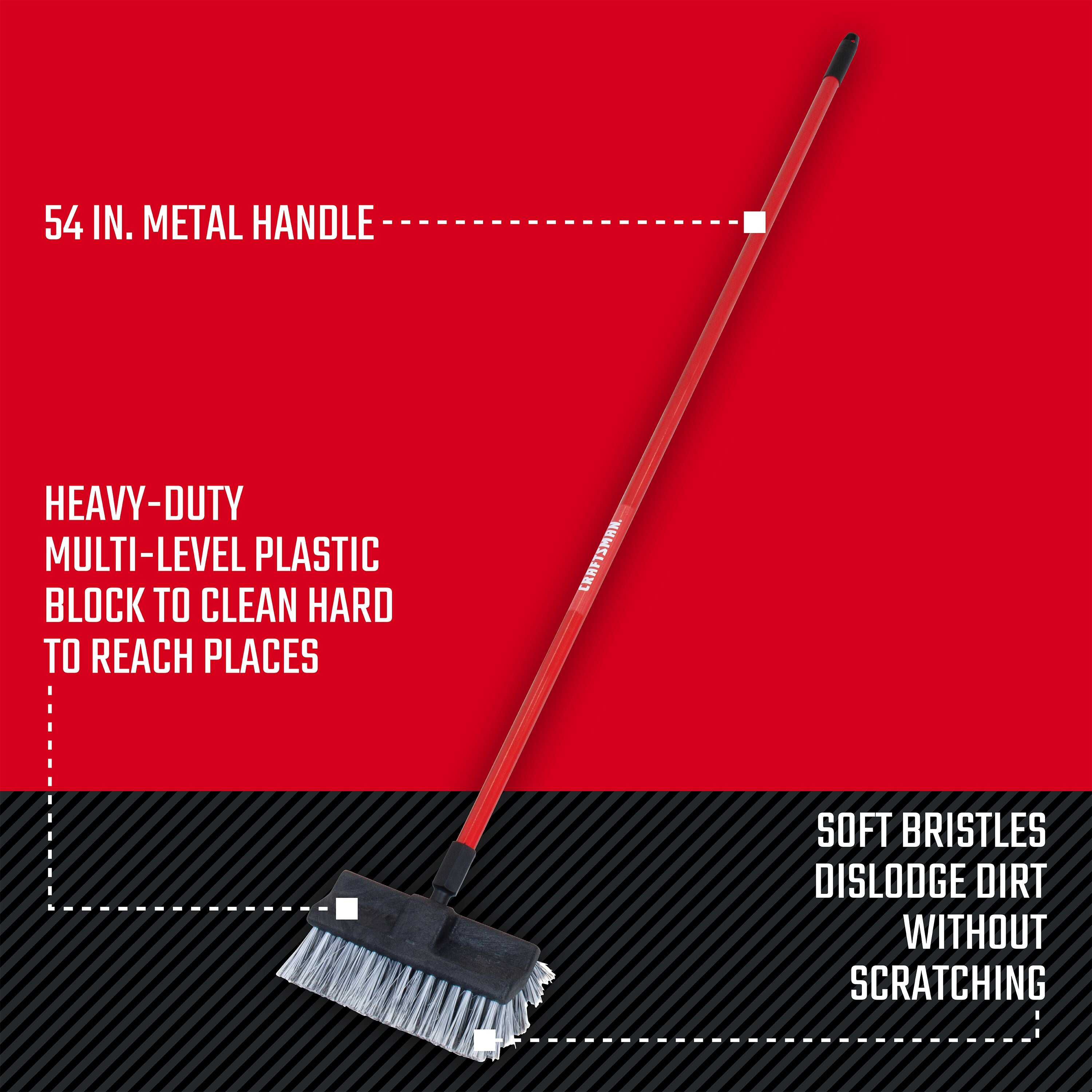 10 inch all-surface wash brush uses and features graphic