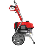 Left profile of 2400 pound per square inch electric cold water pressure washer.