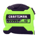 CRAFTSMAN CMHT38216S CRAFTSMAN HIGH VIS 16' TAPE MEASURE front view.