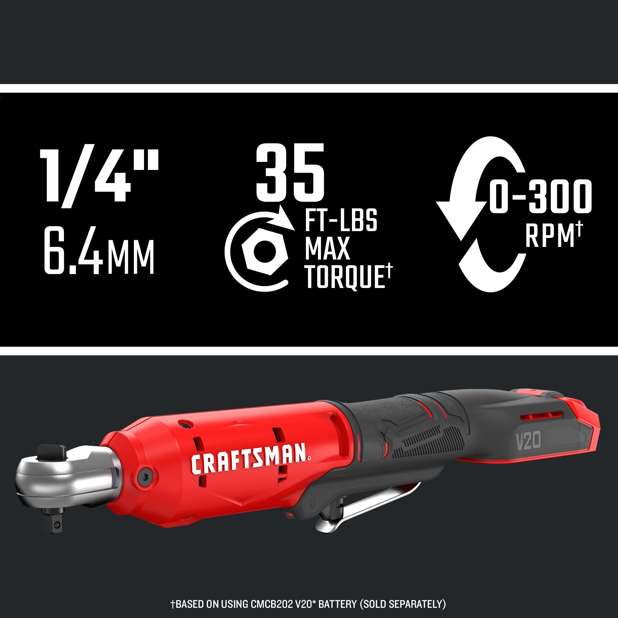 V20 Cordless 1/4 inch ratchet graphic