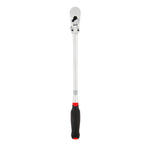 Profile of V series three eighth inch drive comfort grip long flex head ratchet.