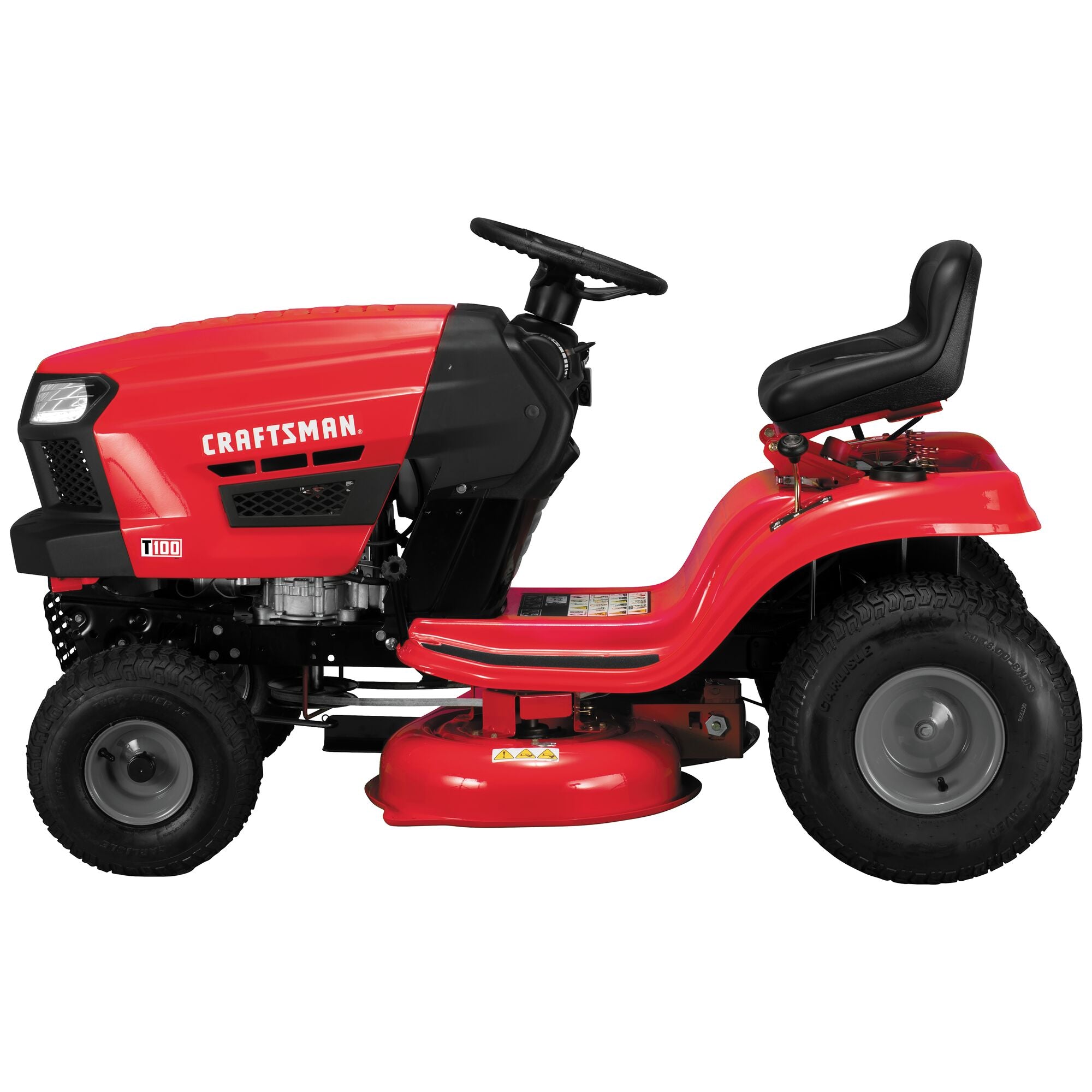 Riding mower with mulching kit.