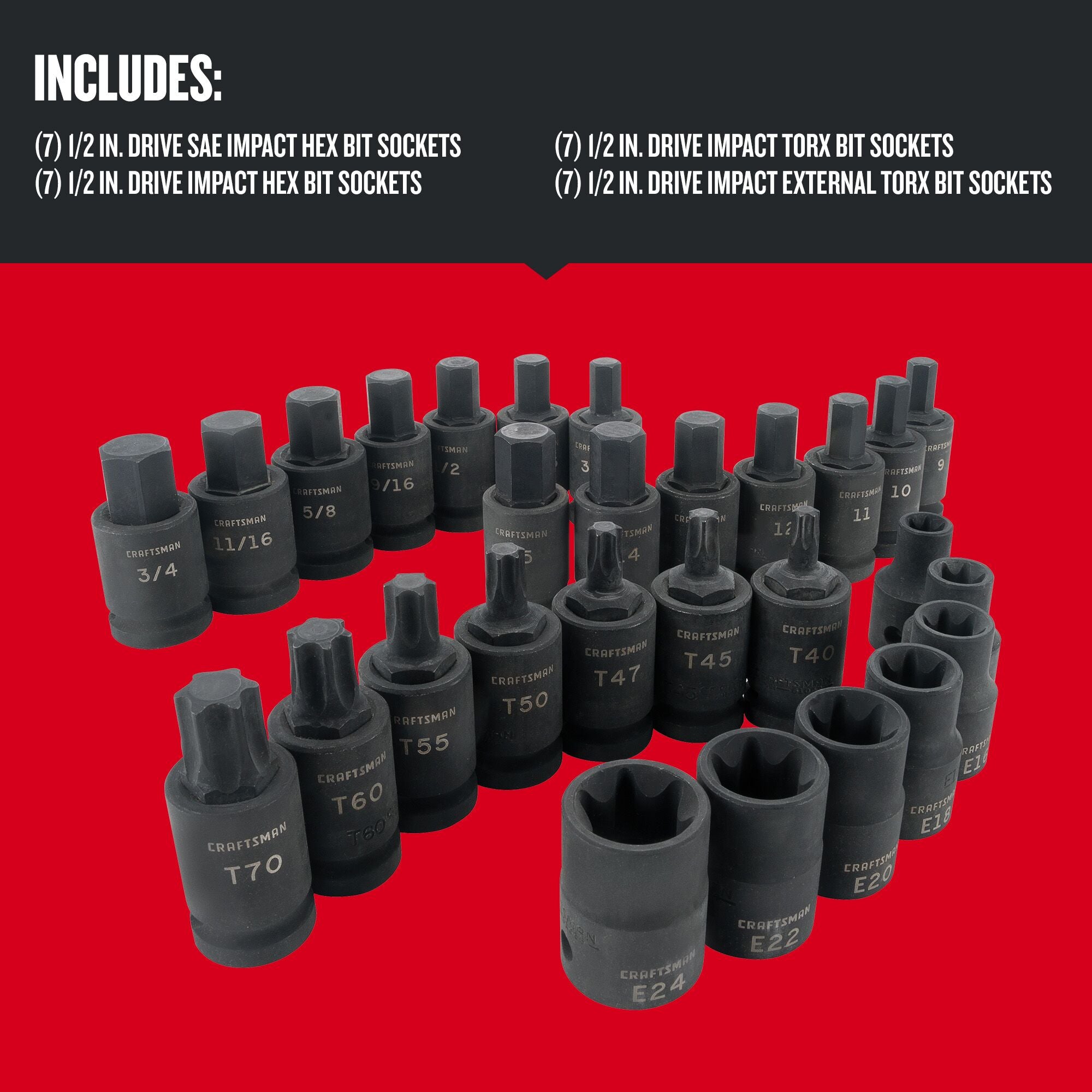 Graphic of CRAFTSMAN Sockets: Impact highlighting product features