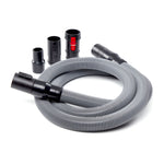 Top view of CRAFTSMAN 1-7/8 inch x 10 foot wet dry shop vacuum pro hose coiled up with 3 adapters