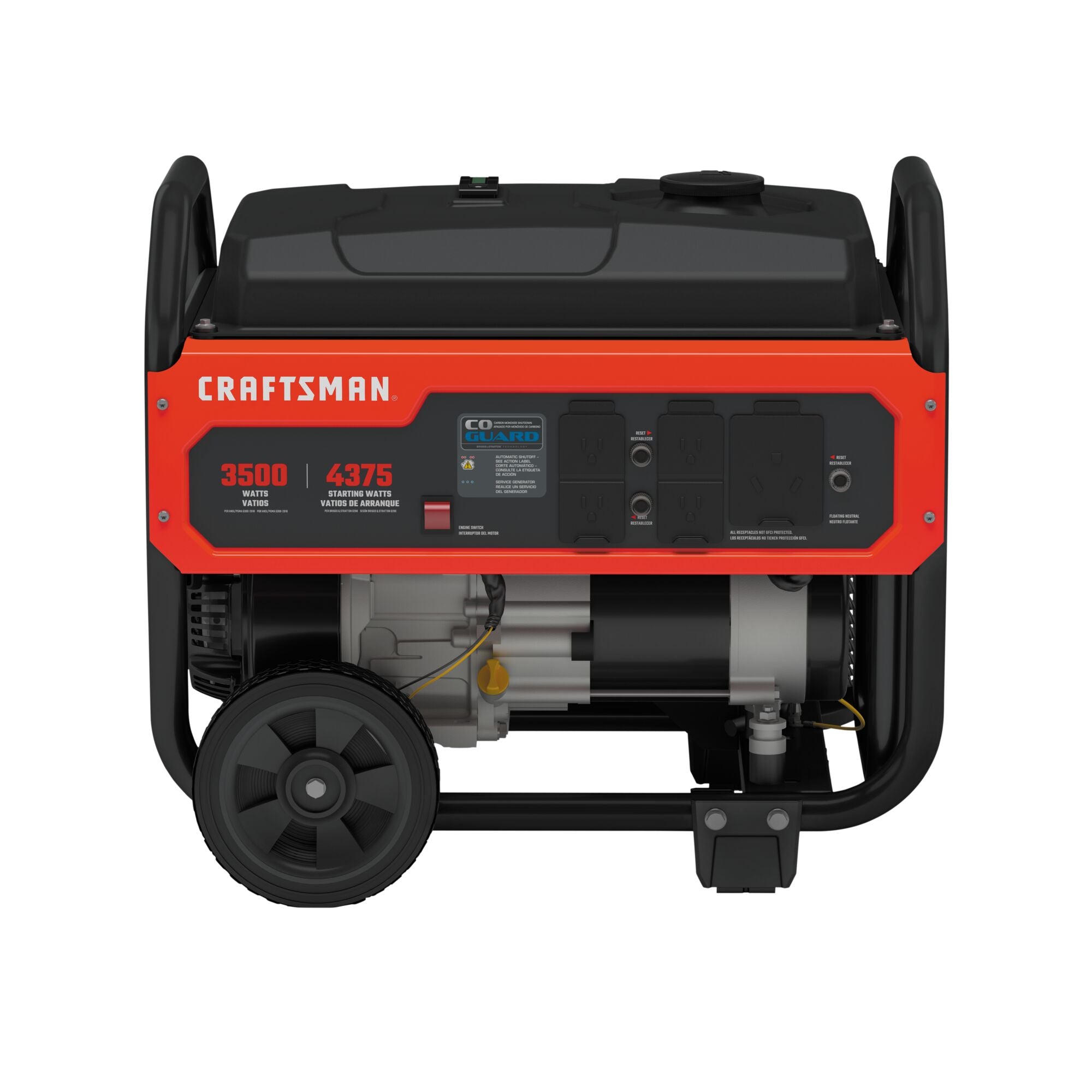 Profile of 3500 watt portable generator.