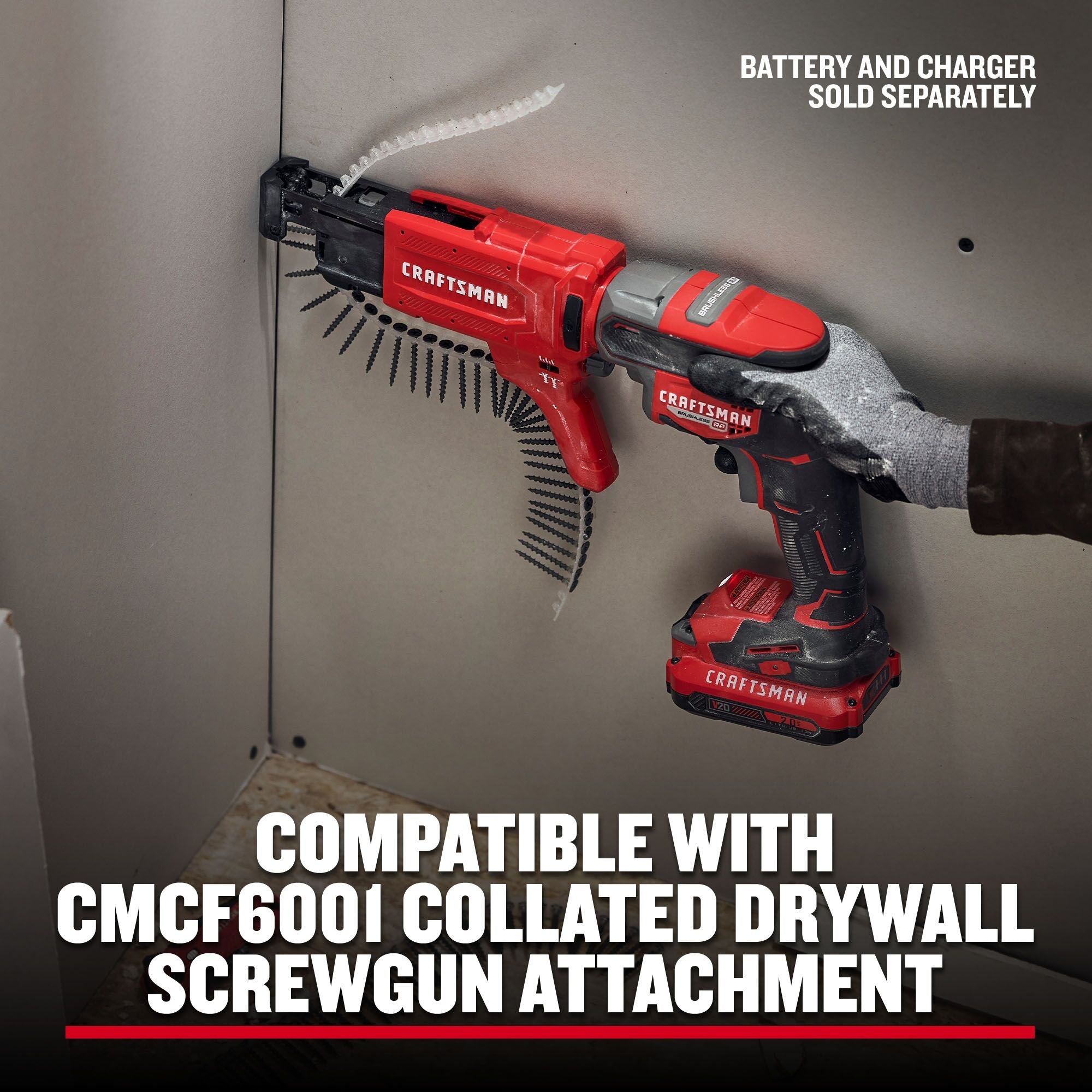 Compatible with CMCF6001 collated drywall screwgun attachment sold separately