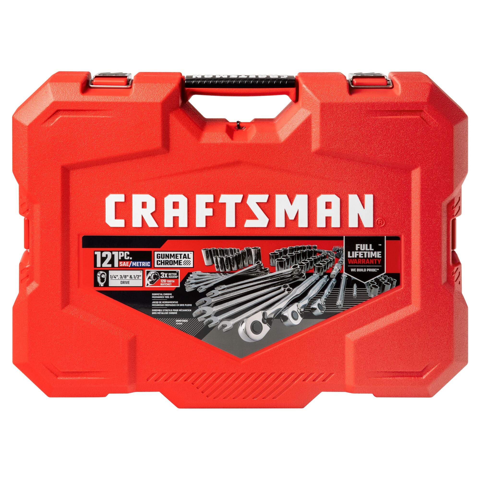 View of CRAFTSMAN Mechanics Tool Set on white background