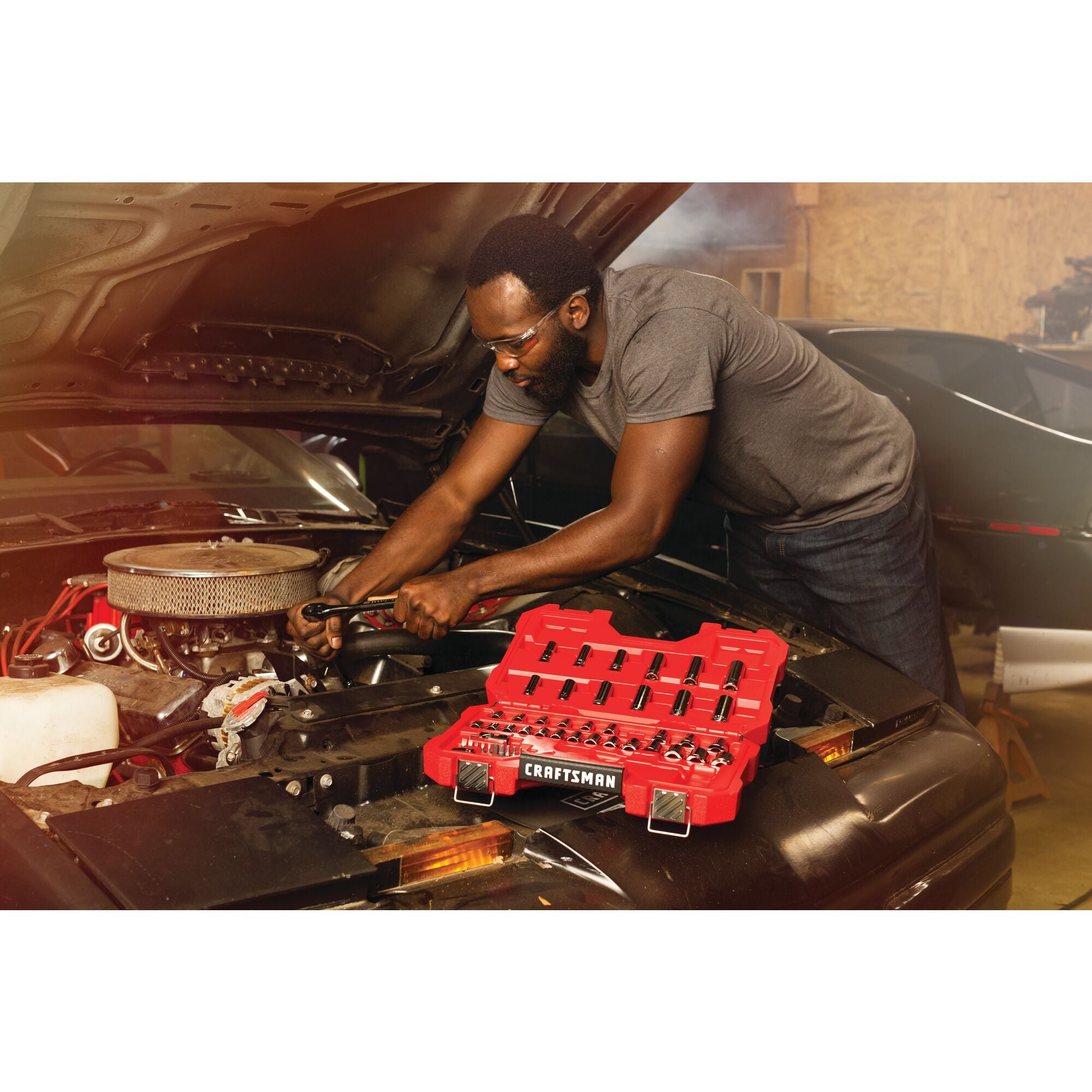 View of CRAFTSMAN Mechanics Tool Set  being used by consumer