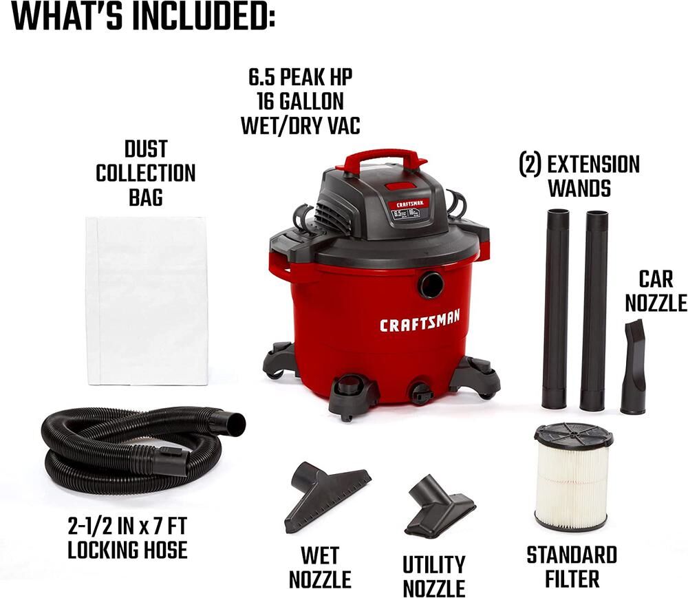 Parts, 16 Gallon 2-Stage Wet/Dry Shop Vac