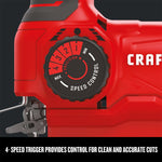 Graphic of CRAFTSMAN Jig Saw highlighting product features