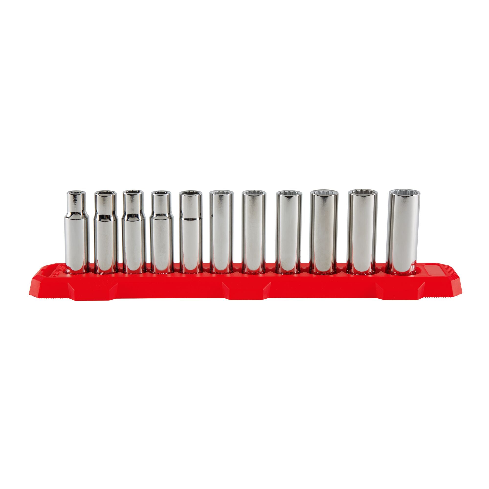 11 piece half inch drive metric 12 point deep socket set.