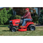 Dual bar bumper being attached to front on lawn mower to protect it.