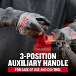 3 position auxilary handle for ease of use and control