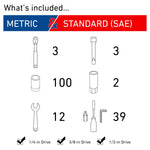 Graphic of CRAFTSMAN Mechanics Tool Set highlighting product features