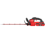 Left profile of cordless 24 inch hedge trimmer kit 2.5 Ampere hours.