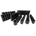 48 piece half inch S A E and metric impact socket set.
