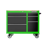Lime green CRAFTSMAN S2000 Series 41-inch wide 6-drawer workstation with black drawers and wood top
